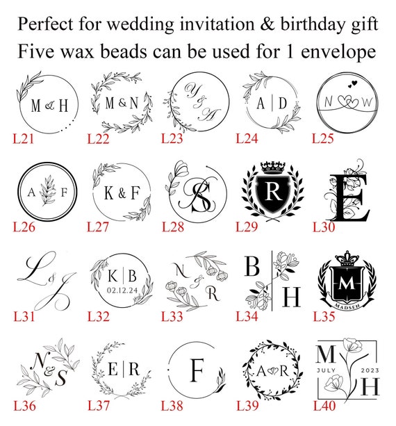 Custom Logo Wax Seal Stamp Kit for Wedding Invitation , Custom Letter Wax  Seal Stamp Kit , Custom Wax Seal Kit 