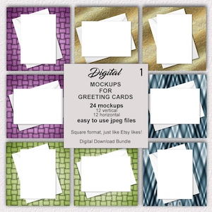 Mockup Bundle für 13x18 Grußkarten mit bunten, digital gestalteten Bildern, JPG Dateien, Instant Download
