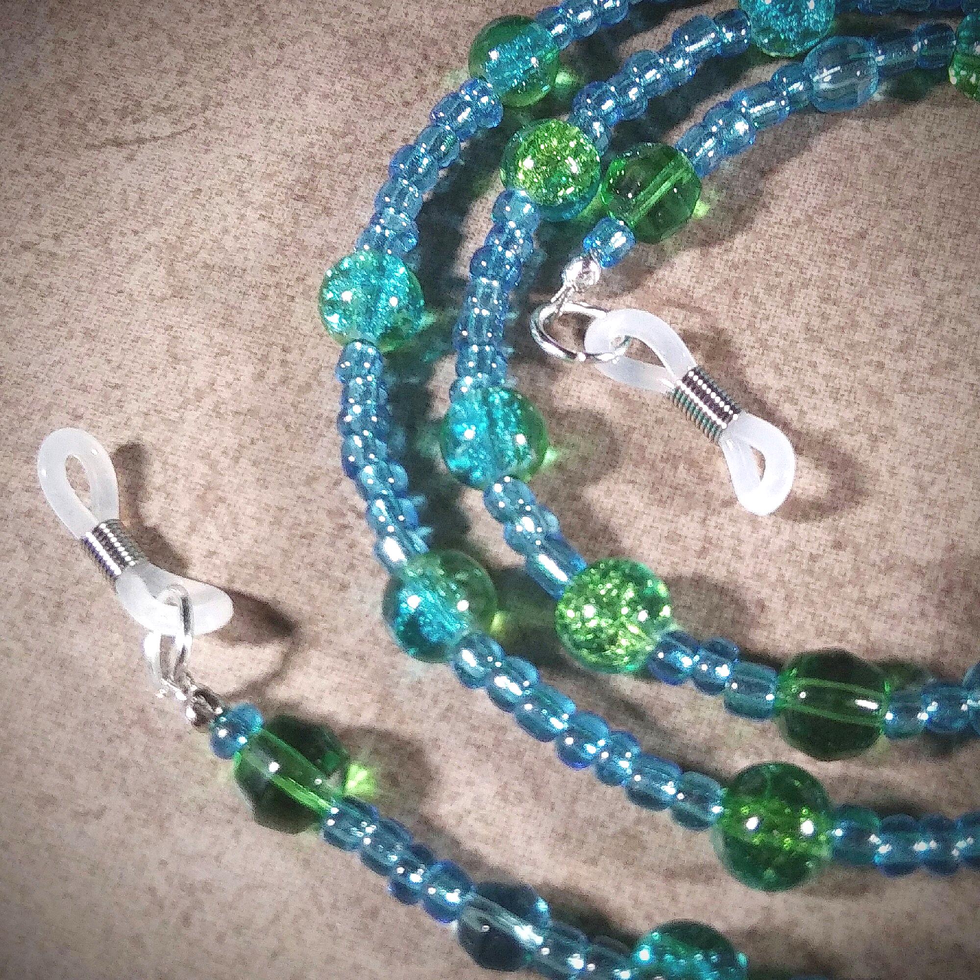 Vintage CMC Beaded Glasses Chain Necklace in Blue & Green Blue & Green Beaded Eyeglass Chain - Etsy main image 4