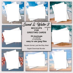 24 weitere 13x18 Karten Mockups mit Sand Wasser & Muscheln, Himmel, JPG Dateien, Instant Download