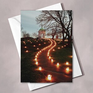 Luminaries Photo near Maryland Monument at Antietam Battlefield, 5x7 Greeting Card with envelope