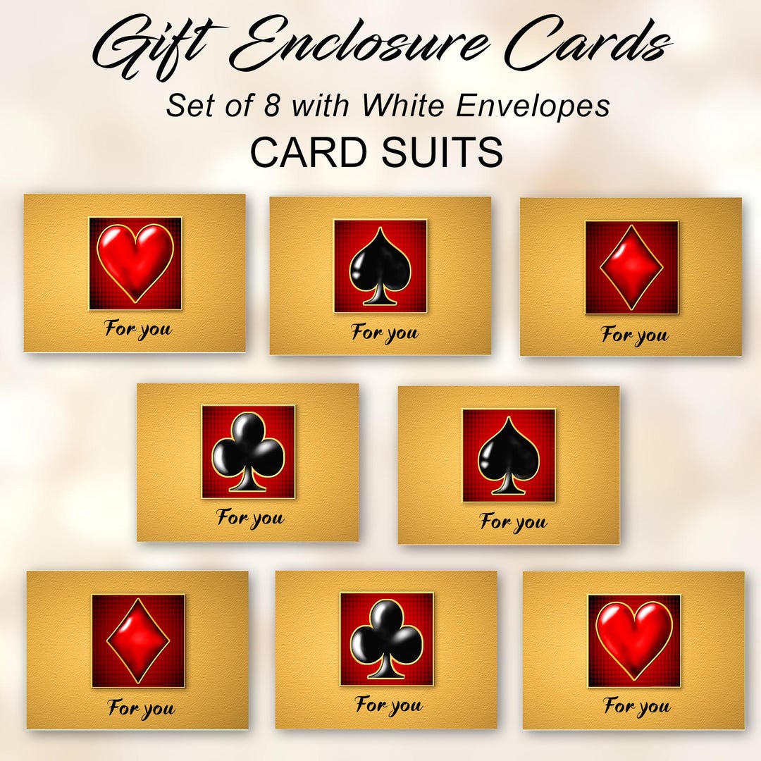 Card Suite Enclosure Cards, Hearts Clubs Diamonds Spades, 8 Mini Note ...