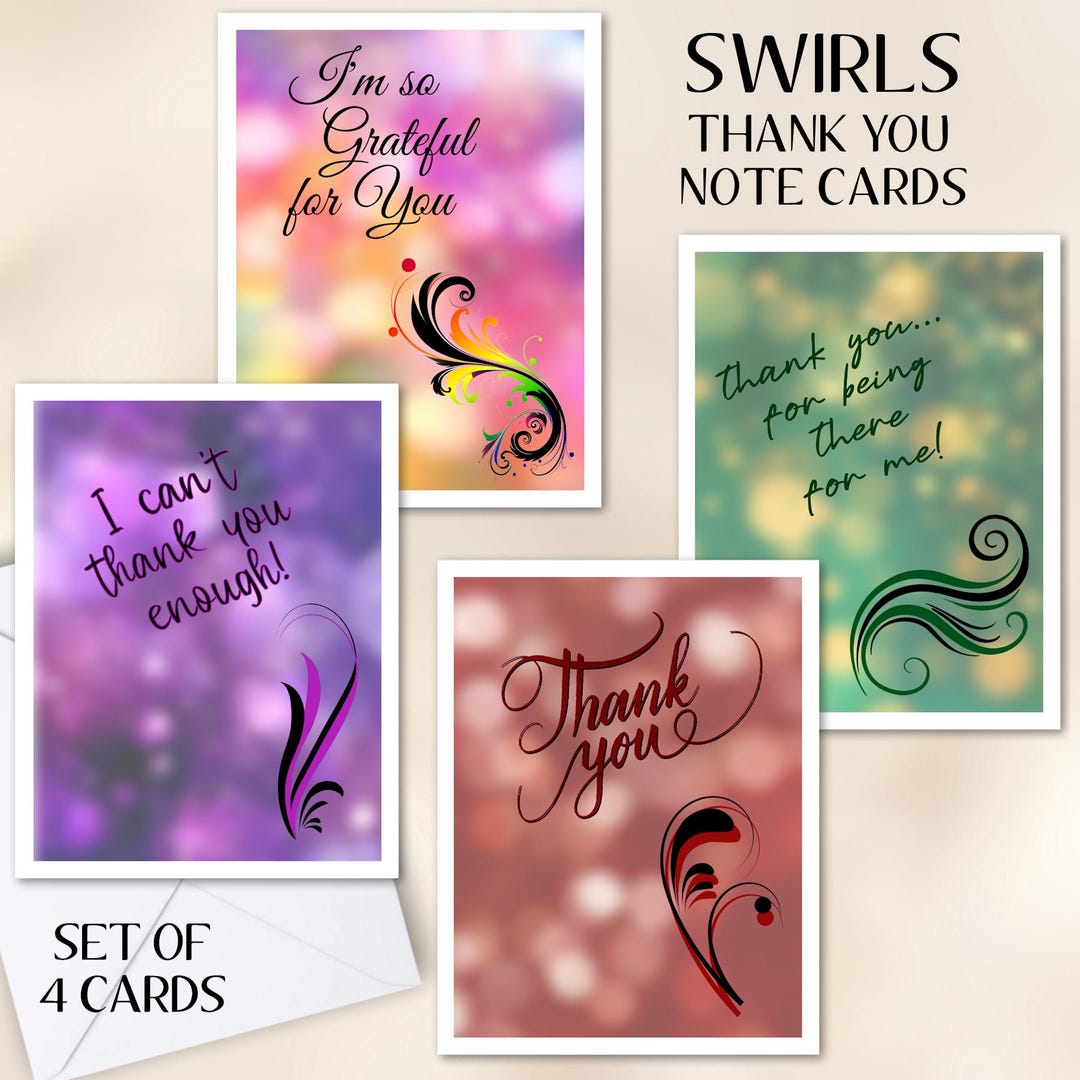 Can I Fax a Thank-you Note? 洋書 Swirls on Softly Colorful Thank You Note Cards Blank Inside