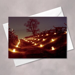 Bloody Lane Photo with Luminaries Greeting Card, Antietam Battlefield, 5x7 Card with envelope