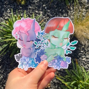 Lot 6 Stickers Autocollant Flower Succubus | Basique ou Holographique | Décoration pour ordinateur téléphone tablette