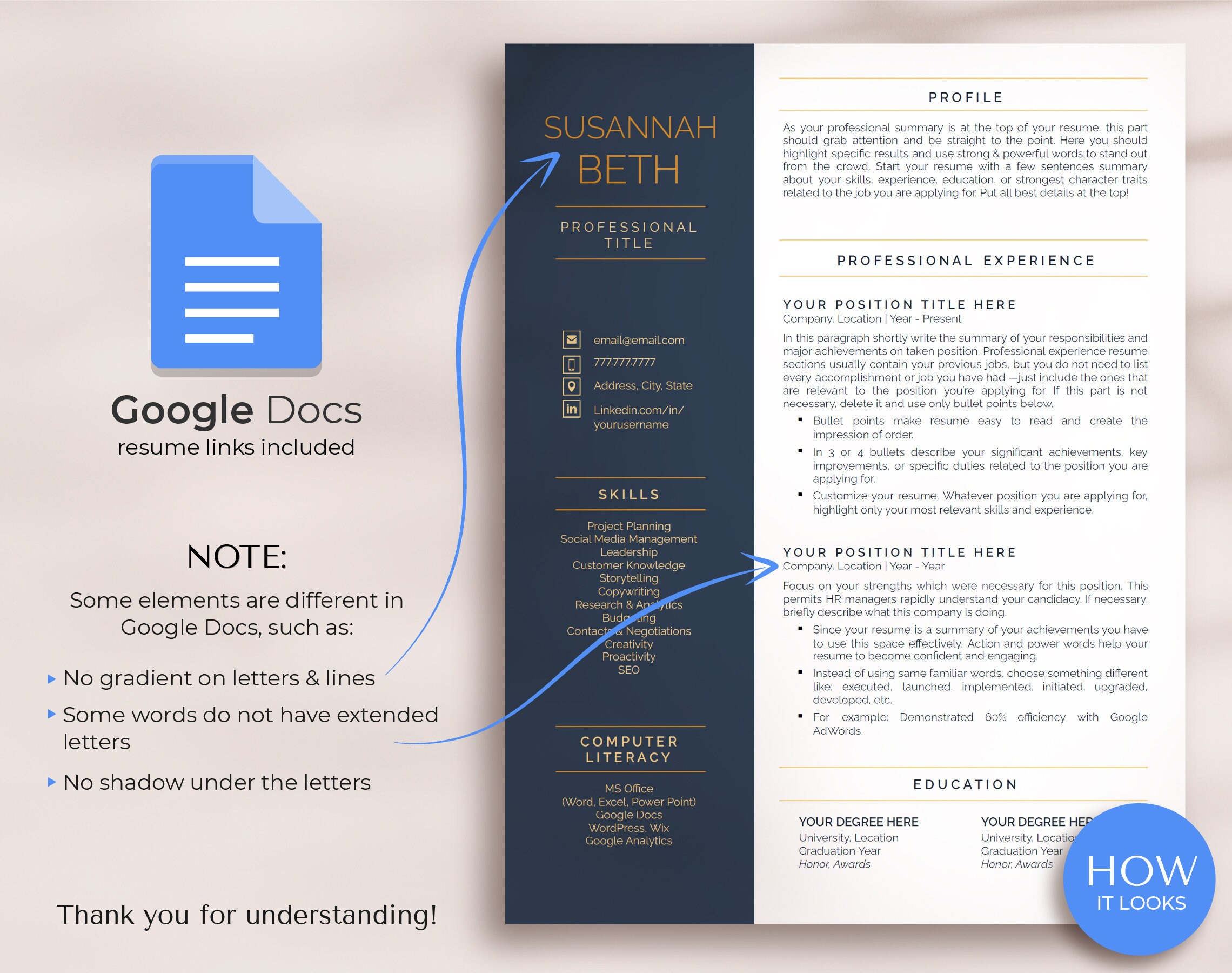 3in1 Resume Template Bundle for Word & Google Docs, Professional CV ...