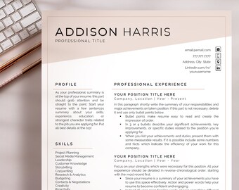 Creative Femine Resume Template for Word, Google Docs, Cover Letter