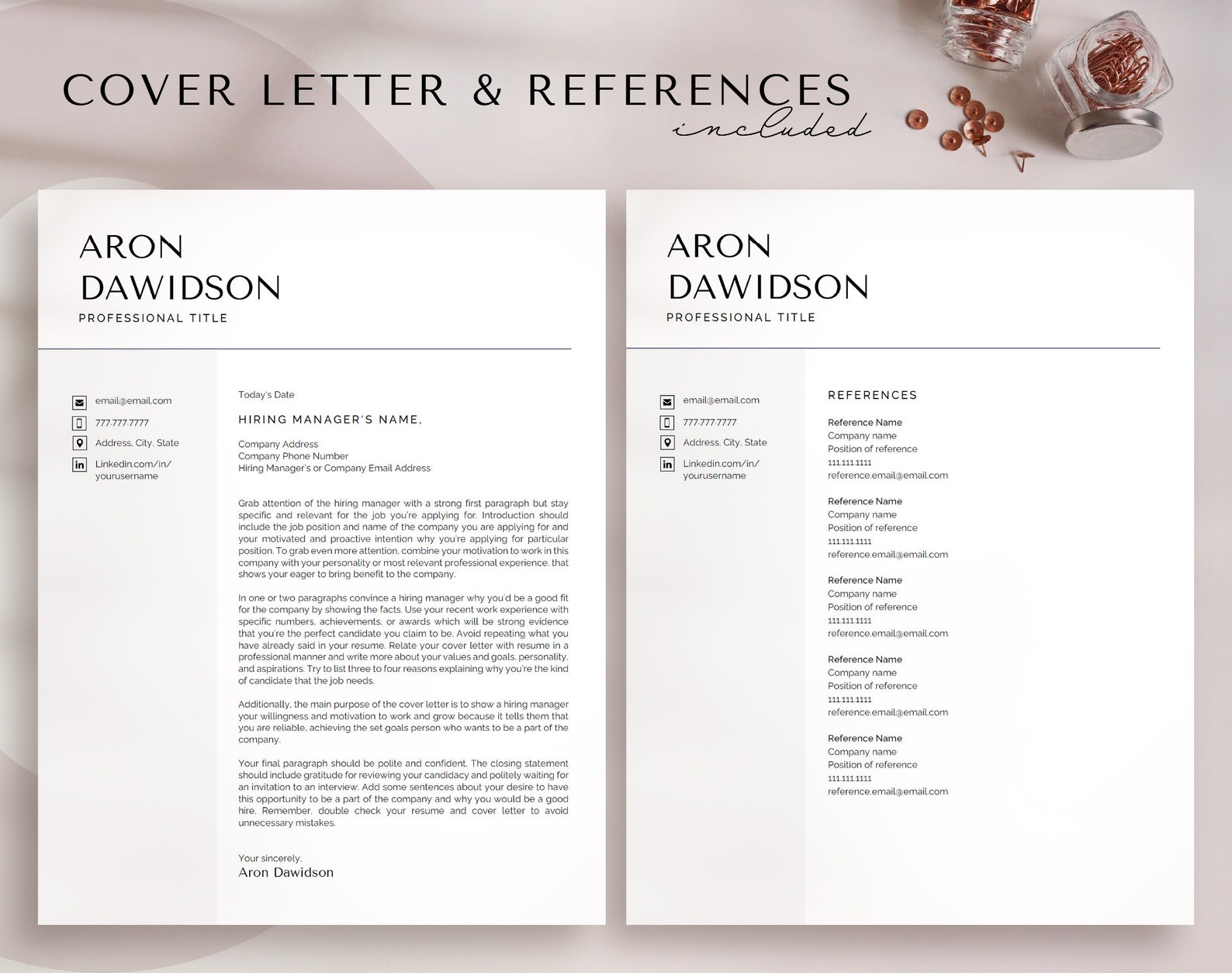 Minimal Professional Resume Template for MS Word and Google Docs ...
