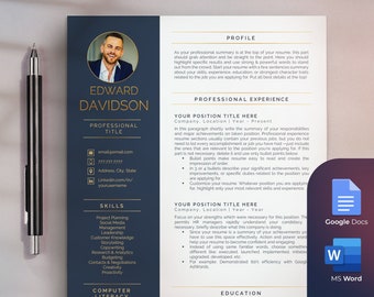 Executive Resume Template for Word, Google Docs, Professional CEO CV Template, C-Level Resume, Cover Letter & References, 1-3 Page Resume