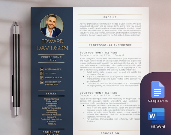Executive Resume Template for Word, Google Docs, Professional CEO CV Template, C-Level Resume, Cover Letter & References, 1-3 Page Resume