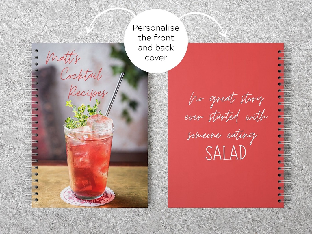 Personalised Cocktail Recipe Notebook, A5 Blank Journal, Write Your Own