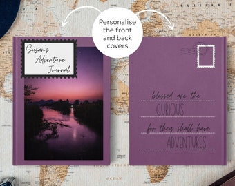 Personalised travel journal with beautiful photography, A5 blank traveller's notebook, gift idea for travellers, adventure diary, planner