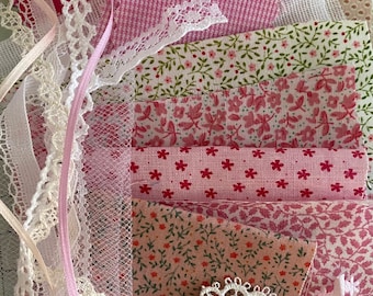Miniature Print Fabric lace and trim packs