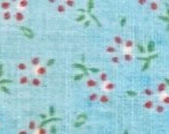 Aqua blue and cerise pink miniature print fabric