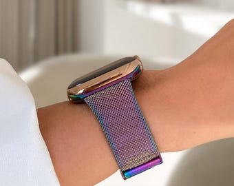 Correa de malla para Apple Watch de 38 mm, 41 mm, 42 mm, 45 mm, 46 mm y 49 mm, de acero inoxidable para Apple Watch Series 10, 9, 8 y 7, correa fina para ella.