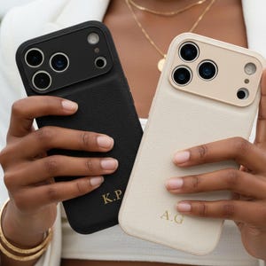 Personalized Leather phone case for iPhone 17 Pro 16 15 14 Pro Max, Custom Embossed Phone Cases Initial Monogram Letters, Personalized gift