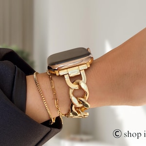 Guldfärgat klockarmband för Apple Watch Series 11 10 9 8 7 Apple Watch smyckesarmband 38 mm 40 mm 41 mm 42 mm 44 mm 45 mm 46 mm 49 mm klockarmband present till henne