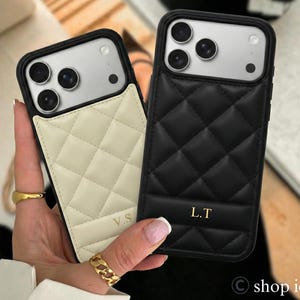 Personalized Puffer Phone Case For iPhone 17 16 15 14 13 12 Pro Max, Monogram Initial Letters Fashion Phone Cover, Gift idea For Her