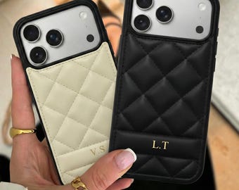 Personalized Puffer Phone Case For iPhone 17 16 15 14 13 12 Pro Max, Monogram Initial Letters Fashion Phone Cover, Gift idea For Her