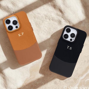 Gepersonaliseerde iPhone-hoesje voor iPhone 16 Pro Max 15 14 13 Pro, initialen monogram harde telefoonhoes, cadeau-idee voor haar, harde telefoonhoes