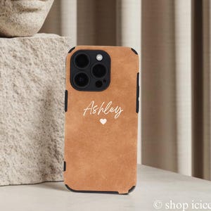 Personalized Leather Phone Case for iPhone 16 15 14 Pro Max, Custom Phone Cases Initial, Embossed Monogram iPhone Cover Case, Gift For her