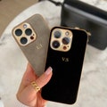 Cute Soft Leather phone case for iPhone 16 Pro 15 14 13 12, Personalized Phone Cases with Initial Embossed Monogram Letters Best friend gift