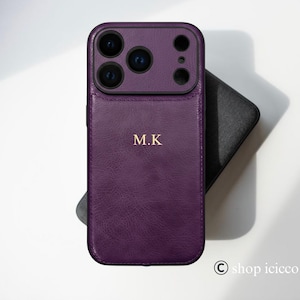 Personalized Leather Phone Case For iPhone 17 Pro 16 15 14 13 Pro Max, Monogrammed Phone Cover, Custom Initials Case, Luxury Protective Case image 6