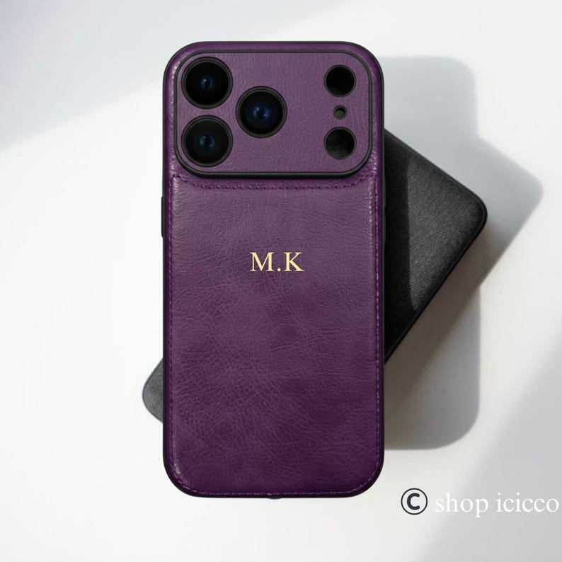 Personalized Leather Phone Case For iPhone 17 Pro 16 15 14 13 Pro Max, Monogrammed Phone Cover, Custom Initials Case, Luxury Protective Case image 6