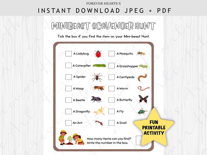 Outdoor Scavenger Hunt Printable, Summer Holidays Activity, Mini Beast ...