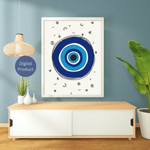 Evil eye print, nazar poster, evil eye wall decor, evil eye print, digital print