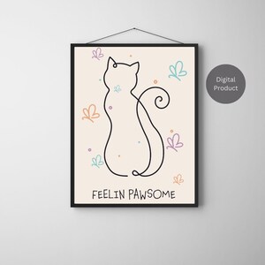 Cat poster, cat wall art, paw wall art, cat lovers, digital prints