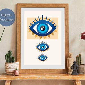 Evil eye poster, Evil eye wall art, Evil eye printable, nazar poster, digital prints, digital download