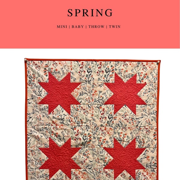 Frühling - Quilt Anleitung PDF | Anfänger Quilt Muster | Mini Quilt | Baby Quilt | Überwurf Quilt | Doppelquilt