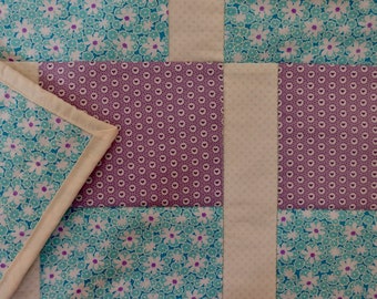 Handmade Doll Quilt – Color Block Cotton Bedding, Kids Gift