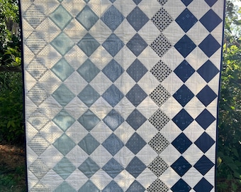 Ombre Diamond Baby Quilt - Modern Nursery Decor, Crib Blanket