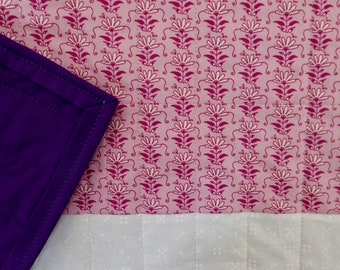 Handmade Doll Quilt - Floral Cotton Bedding, Kids Toy Gift