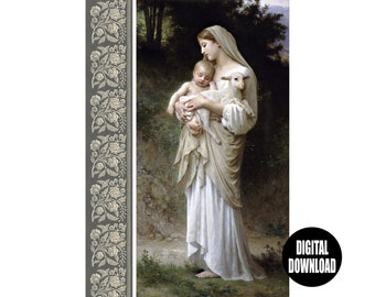 Innocence, Mother and Child Printable, Mary and Jesus Instant Download, Mary, Virgin Mary, Jesus, Digital Download, Transfer, Decoupage