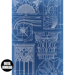 Greek Architecture Blueprint Digital Download, Architecture Blueprint Printable, Blueprint Digital Print
