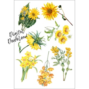Yellow Flowers Digital Download, Yellow Flowers Instant Download, Yellow Flowers Printable, Yellow Floral Digital Download, Digital Download