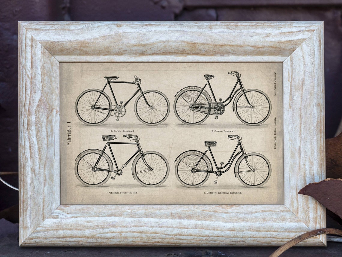 Vintage Antique Bicycles Digital Download, Bicycle Printable, Digital ...