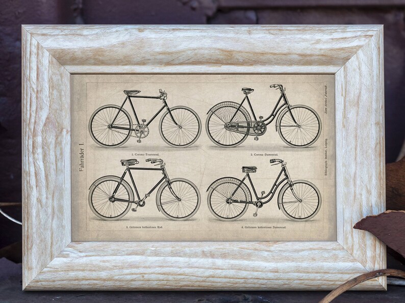 Vintage Antique Bicycles Digital Download, Bicycle Printable, Digital ...