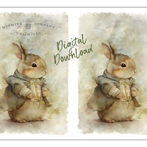 Boy Bunny In Blue Jacket, Bunny Print, Bunny Download, Bunny, Blue, Jacket, Download, Instant Download, Printable, Wall Decor, Watercolor