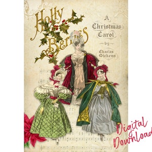 Dickens Christmas Digital Download, Christmas Instant Download, A Christmas Carol, Victorian Christmas, Decoupage, Scrapbooking, Transfer