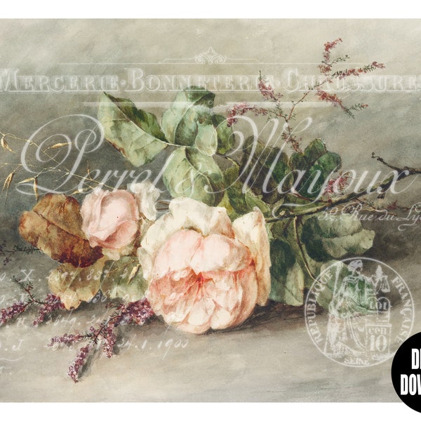 Decoupage Roses Etsy