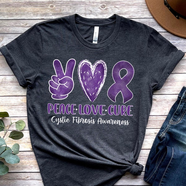 Cystic Fibrosis Shirt, Peace Love Cure, CF Awareness Month, Purple Ribbon, Cystic Fibrosis Awareness, CF Warrior, In May I Wear Purple