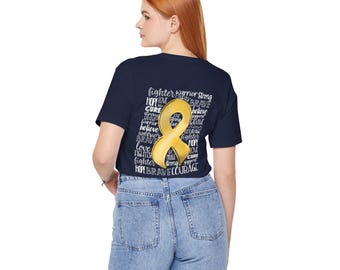 Gold Ribbon Childhood Cancer Awareness Unisex Tee, Pediatric Oncology Shirt, September Cancer Month, We Wear Gold, PONC Tee, Support