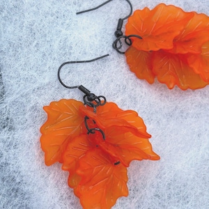 Delicate Orange Autumn Leaves Drop Earrings