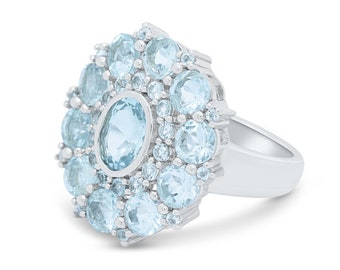 Fairy Blue Ring, Natural Sky Blue Topaz, Sterling Silver, Trendy Moms Gift, December Birthstone, Cinderella