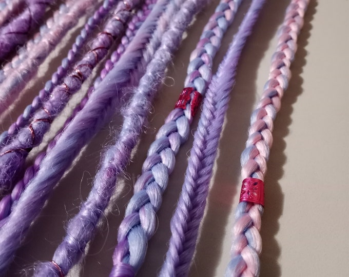 Pink Braids, Purple Dreads, Festival Hair Accessory's, Rave Hair, Pastel Dreads, Synthetic