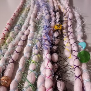 Pink Dread Set- Dreadlock Set- Pastel Dreadlocks- Double ended wool dreadlock set &quot;Pop Of Peach&quot; ready to ship